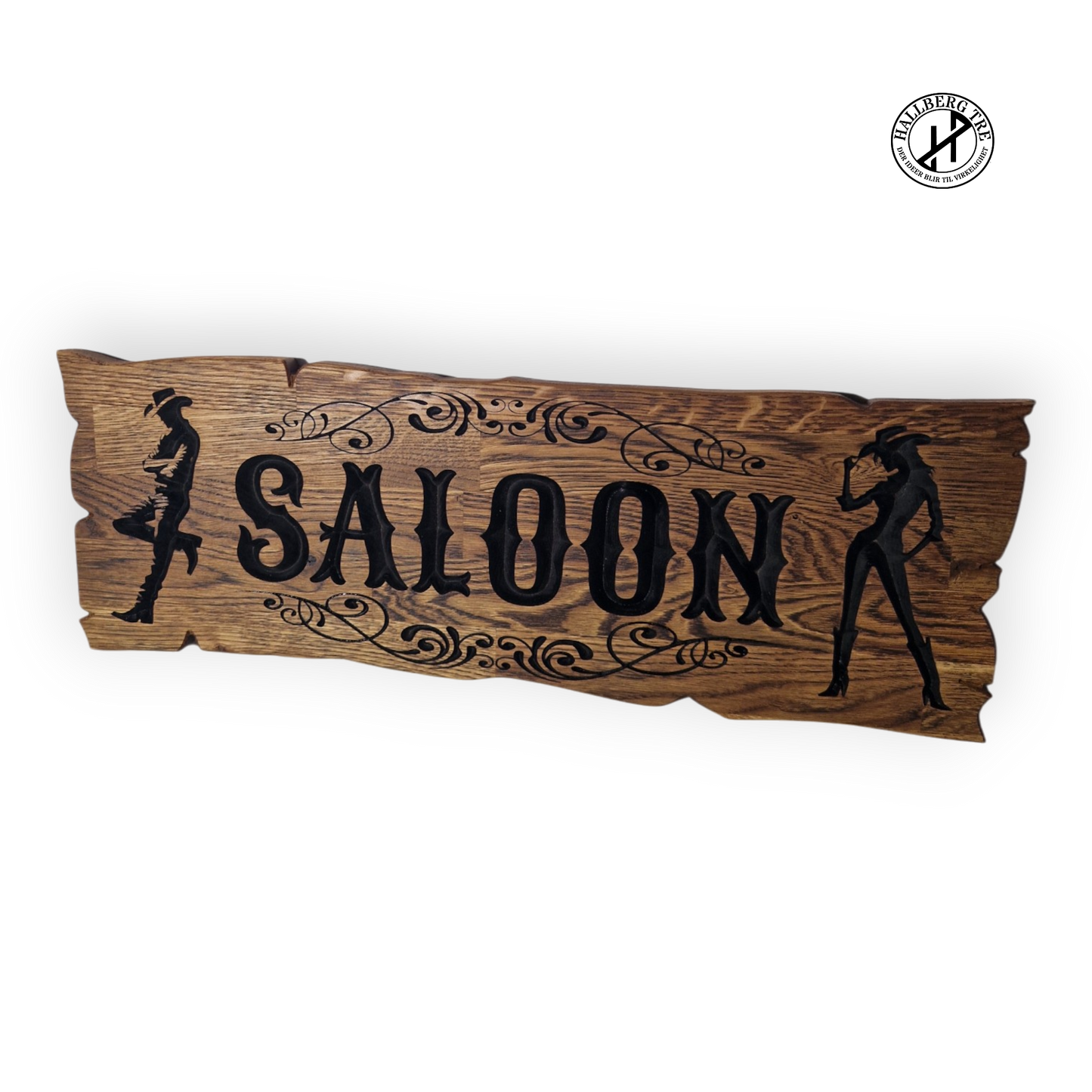 Saloon-skilt i eik – Cowboy & Cowgirl western | Treskilt