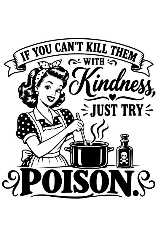 Drikkebrikke med westernmotiv og Pick your poison-tekst