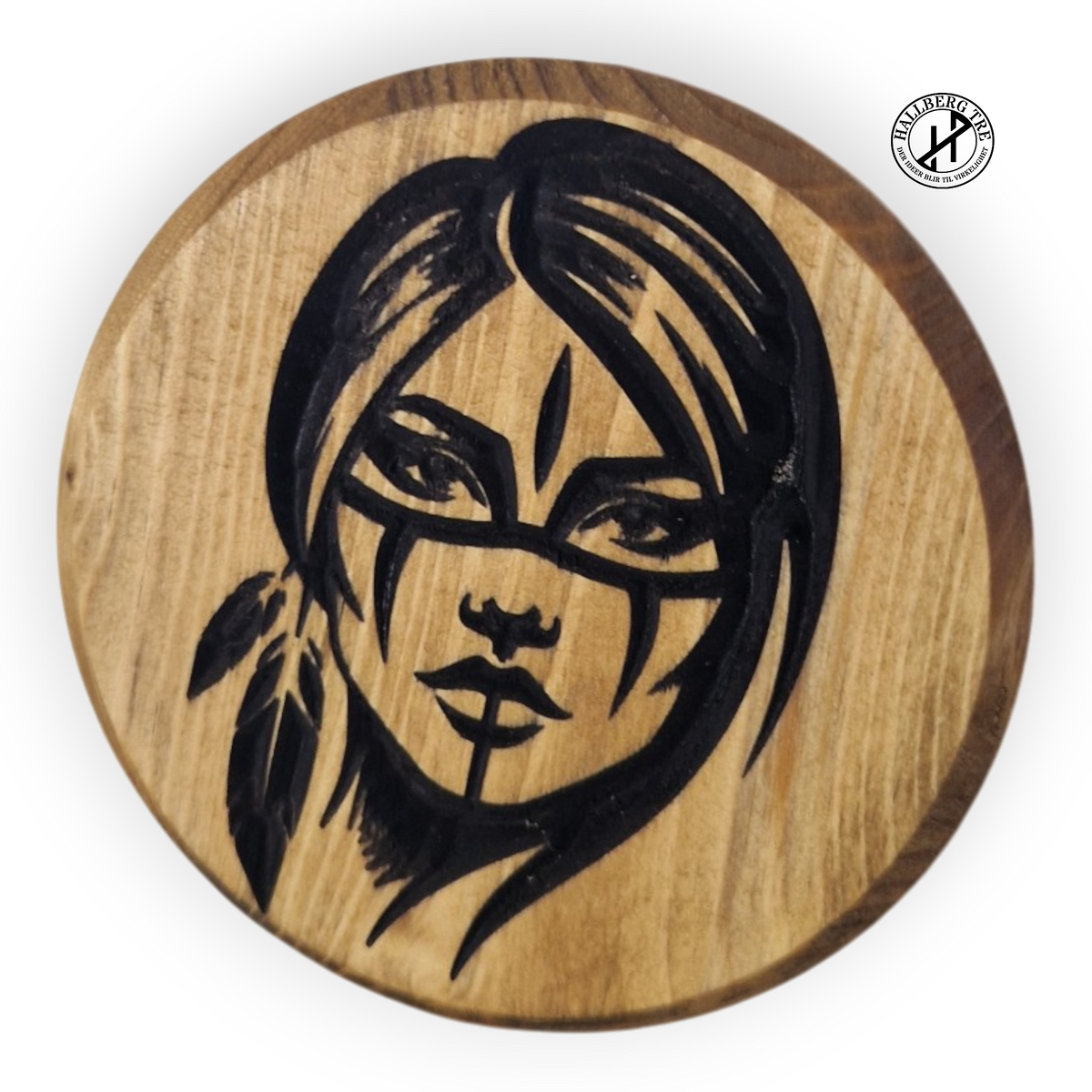 Outlet – Indianer-dame-coaster i furu Ø120 mm (nr. 2)