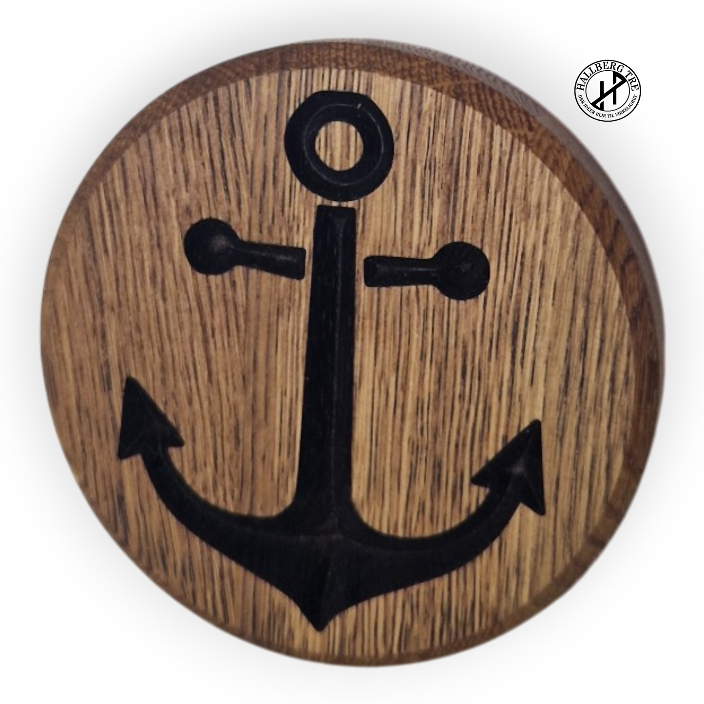 Anker-coaster i eik Ø100 mm – Maritim CNC-frest glassbrikke