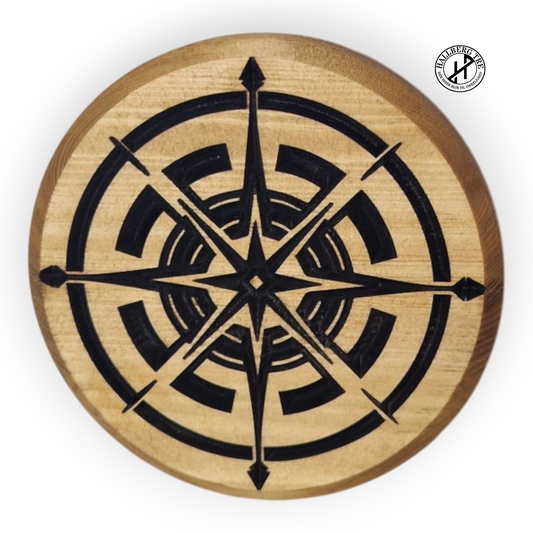 Outlet – Nautisk stjerne-coaster i furu Ø120 mm | Maritim glassbrikke