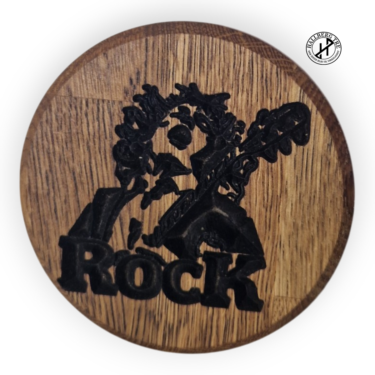 Rock-coaster nr. 2 i eik Ø100 mm – CNC-frest glassbrikke