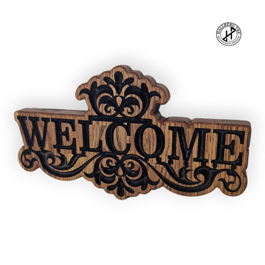 Welcome-skilt i eik – Velkomstskilt 250×145 mm | Massiv eik