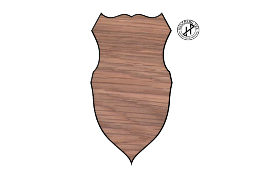 Trofeplate hjort/rein shield 9, 450×240 mm i eik