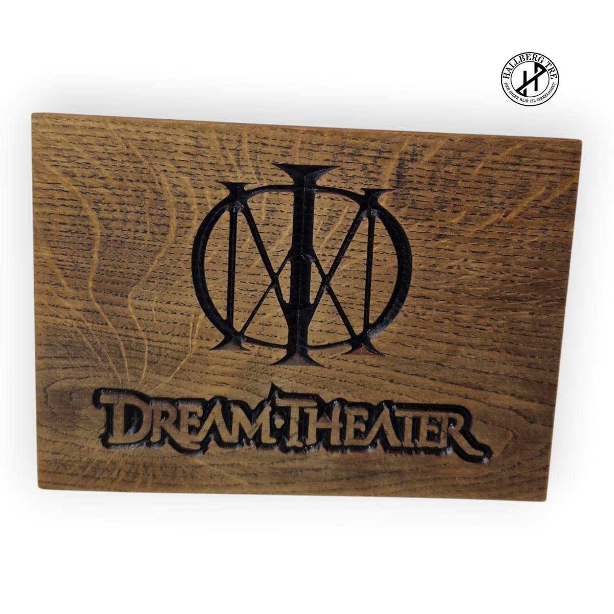 Dream Theater-skilt frest i massiv eik