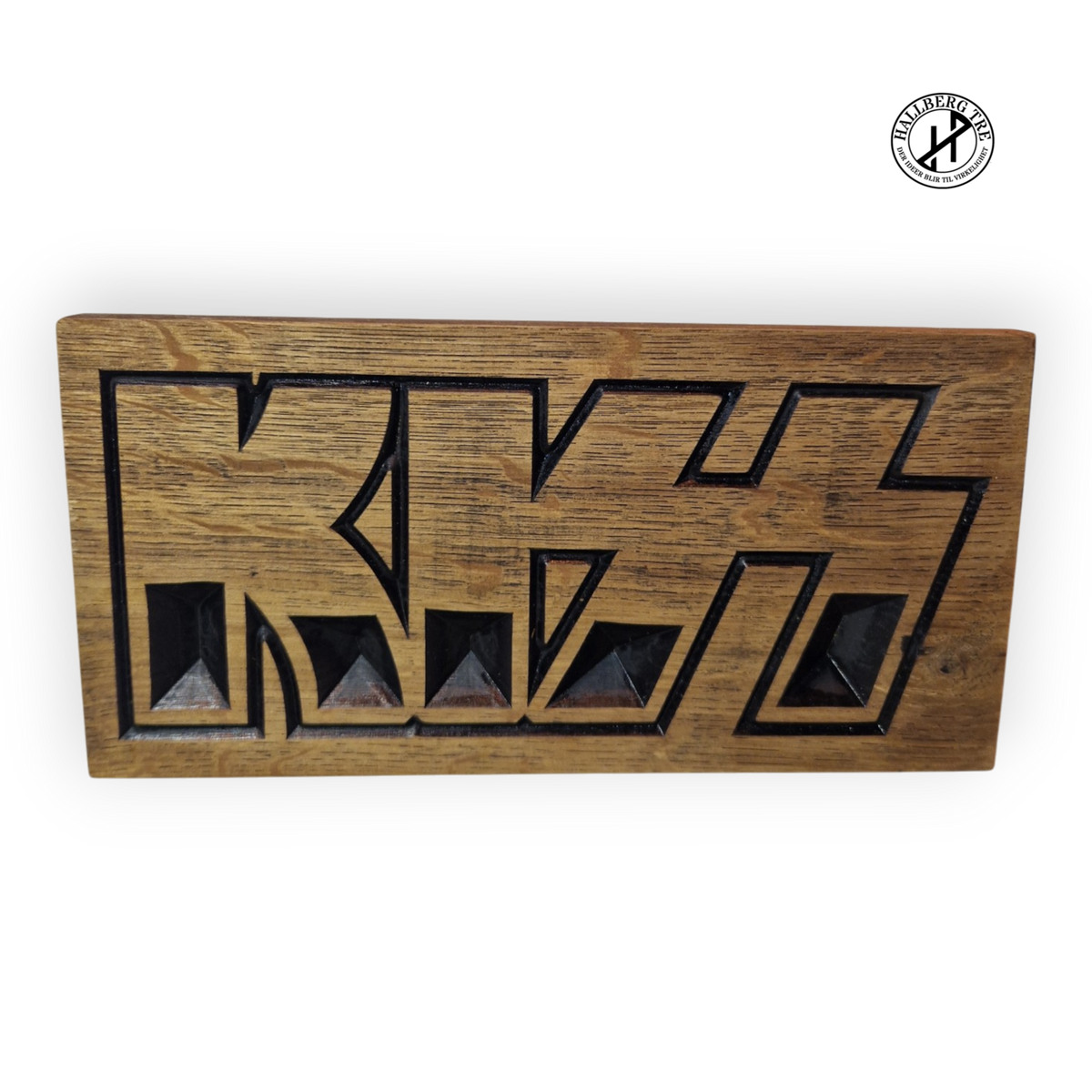 KISS-skilt frest i massiv eik