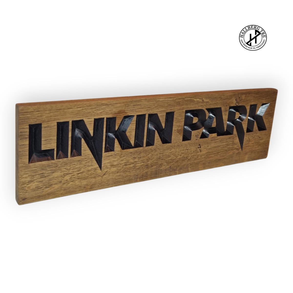 Linkin Park-logo i eik, nærbilde